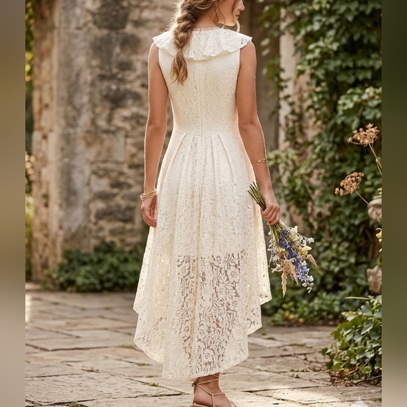 Ryu Cream Lace High Low Dress Size S - Picture 3 of 16